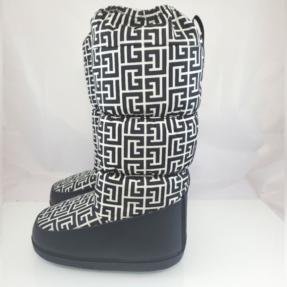 NWT$795 Balmain Monogram Logo Nylon Drawstring Ski Winter Boots Sz 5-7 - Picture 9 of 15